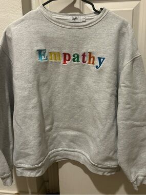 Unknown Brand Empathy Embroidered Light Gray Sweatshirt